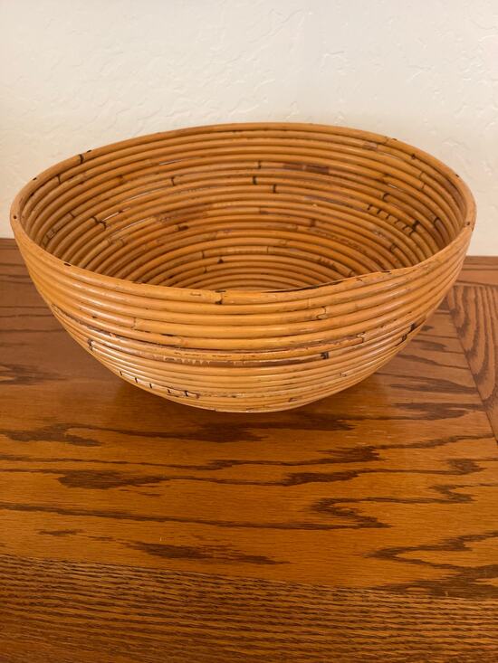 Handmade Other - Vintage Italian Pencil Reed Bamboo Bowl Mid Century Made in Italy
